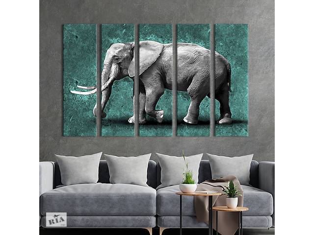 Модульная картина из 5 частей на холсте KIL Art Добрый гигант слон 87x50 см (196-51)
