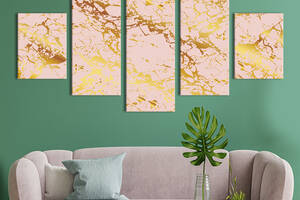 Модульная картина из 5 частей на холсте KIL Art Драгоценный золотой мрамор 162x80 см (27-52)