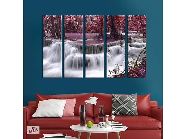 Модульная картина из 5 частей на холсте KIL Art Дикий водопад 132x80 см (577-51)