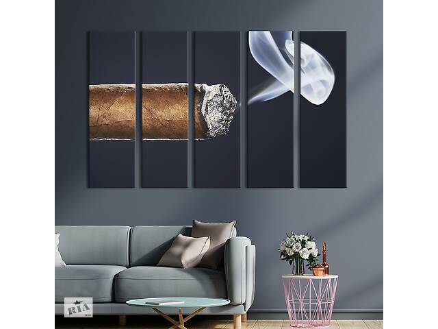 Модульная картина из 5 частей на холсте KIL Art Дым сигары 132x80 см (301-51)
