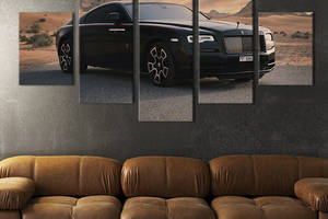 Модульная картина из 5 частей на холсте KIL Art Элегантный чёрный Rolls-Royce 112x54 см (124-52)