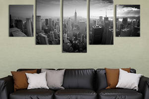 Модульная картина из 5 частей на холсте KIL Art Элитные высотки Нью-Йорка 162x80 см (313-52)
