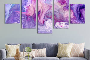 Модульная картина из 5 частей на холсте KIL Art Фиолетовая космическая абстракция 112x54 см (22-52)