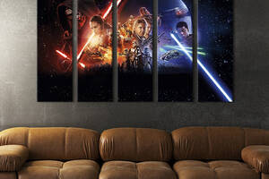 Модульная картина из 5 частей на холсте KIL Art Герои фильма Звёздные войны: Пробуждение силы 132x80 см