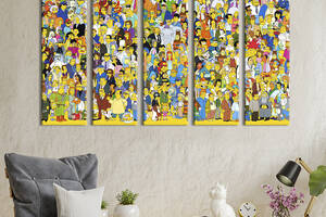 Модульная картина из 5 частей на холсте KIL Art Герои мультсериала Симпсоны 87x50 см (741-51)