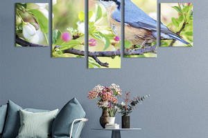 Модульная картина из 5 частей на холсте KIL Art Голубая птица 112x54 см (206-52)