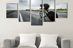 Модульная картина из 5 частей на холсте KIL Art Гонка на велосипеде 162x80 см (498-52)