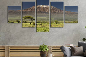 Модульная картина из 5 частей на холсте KIL Art Гора Килиманджаро - окраса Африки 112x54 см (544-52)