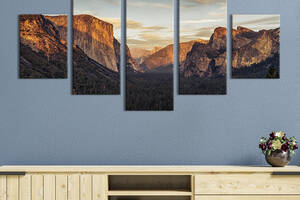 Модульная картина из 5 частей на холсте KIL Art Горная вершина Эль Капитан 162x80 см (596-52)