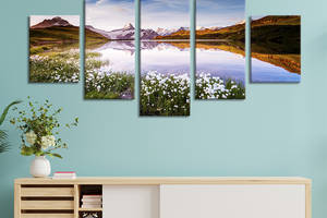 Модульная картина из 5 частей на холсте KIL Art Горное озеро Бахальп 162x80 см (606-52)