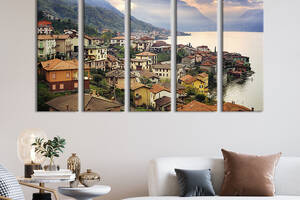 Модульная картина из 5 частей на холсте KIL Art Городок на берегу Италии 132x80 см (358-51)