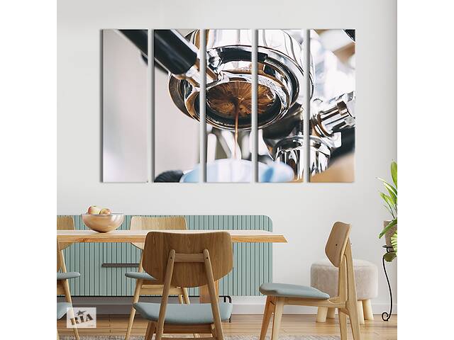 Модульная картина из 5 частей на холсте KIL Art Горячий кофе эспрессо 87x50 см (297-51)