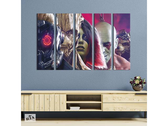 Модульная картина из 5 частей на холсте KIL Art Guardians of the Galaxy от Марвел 132x80 см (727-51)