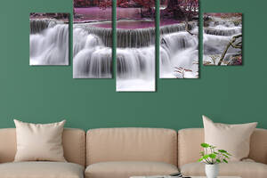 Модульная картина из 5 частей на холсте KIL Art Каскадный водопад 162x80 см (577-52)