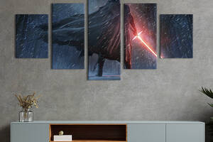Модульная картина из 5 частей на холсте KIL Art Кайло Рен из световым мечом в лесу 162x80 см (670-52)