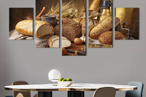 Модульная картина из 5 частей на холсте KIL Art Хлеб из пекарни 162x80 см (285-52)