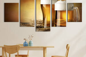 Модульная картина из 5 частей на холсте KIL Art Холодное пиво 162x80 см (286-52)
