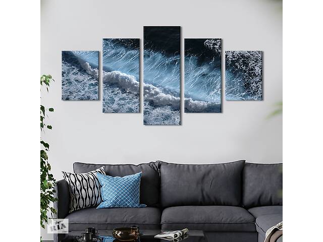 Модульная картина из 5 частей на холсте KIL Art Холодные волны северного моря 162x80 см (456-52)