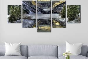 Модульная картина из 5 частей на холсте KIL Art Холодный горный пейзаж 112x54 см (549-52)