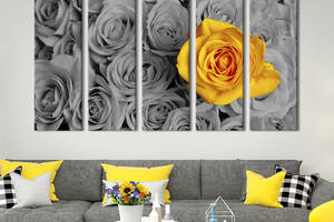 Модульная картина из 5 частей на холсте KIL Art Хрупкая жёлтая роза 87x50 см (233-51)