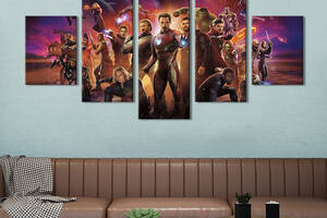 Модульная картина из 5 частей на холсте KIL Art Команда Мстителей против титана Таноса 112x54 см (683-52)