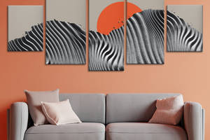 Модульная картина из 5 частей на холсте KIL Art Красное солнце и рельефные горы 162x80 см (MK53608)