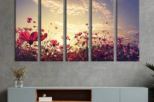 Модульная картина из 5 частей на холсте KIL Art Красота полевых цветов 132x80 см (248-51)