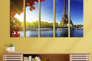 Модульная картина из 5 частей на холсте KIL Art Красота осеннего Парижа 132x80 см (325-51)