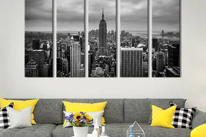 Модульная картина из 5 частей на холсте KIL Art Красота чёрно-белого Нью-Йорка 155x95 см (381-51)