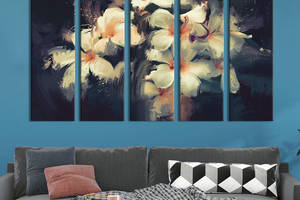 Модульная картина из 5 частей на холсте KIL Art Красивые белые цветы 132x80 см (242-51)