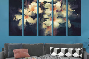 Модульная картина из 5 частей на холсте KIL Art Красивые белые цветы 155x95 см (242-51)