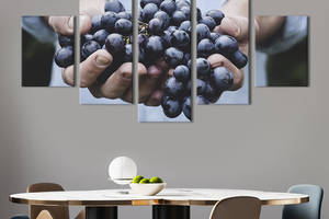 Модульная картина из 5 частей на холсте KIL Art Красивая гроздь винограда 112x54 см (312-52)