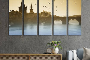Модульная картина из 5 частей на холсте KIL Art Красивый Карлов мост в Праге 87x50 см (317-51)