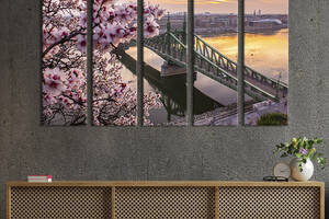 Модульная картина из 5 частей на холсте KIL Art Красивый вид на мост Свободы в Будапеште 132x80 см (367-51)
