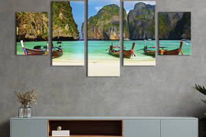 Модульная картина из 5 частей на холсте KIL Art Красивая бухта Майя Бэй 162x80 см (405-52)