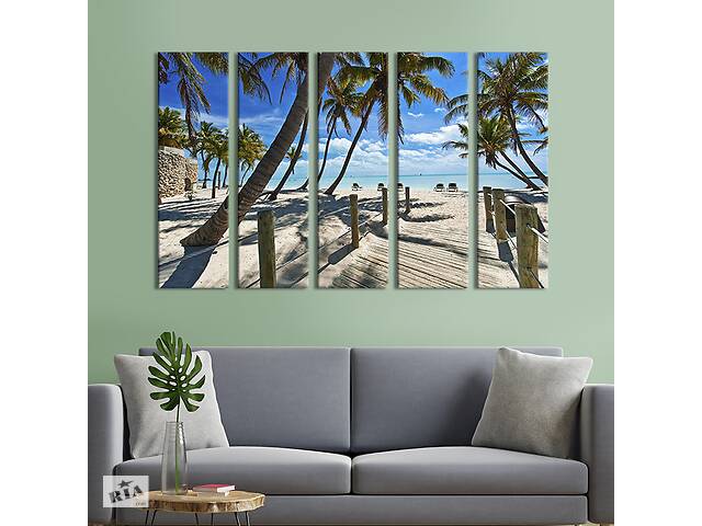 Модульная картина из 5 частей на холсте KIL Art Красивый морской пляж города Ки-Уэст 132x80 см (418-51)