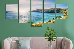 Модульная картина из 5 частей на холсте KIL Art Красивый пляж Ханаума Бэй 112x54 см (447-52)