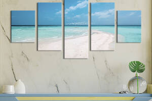 Модульная картина из 5 частей на холсте KIL Art Красивый голубой морской пейзаж 187x94 см (460-52)