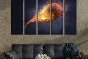 Модульная картина из 5 частей на холсте KIL Art Красивый баскетбольный мяч 87x50 см (492-51)