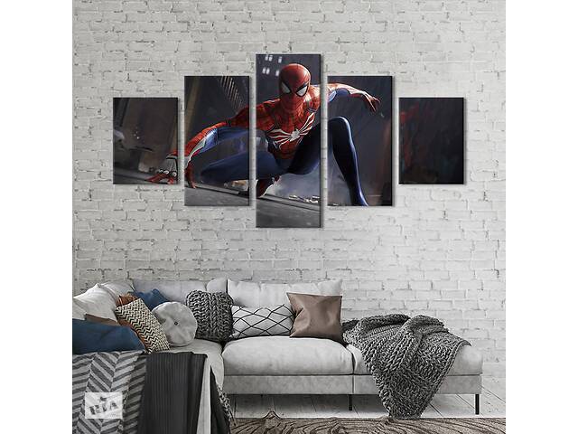 Модульная картина из 5 частей на холсте KIL Art Культовый супергерой Человек-паук 112x54 см (762-52)