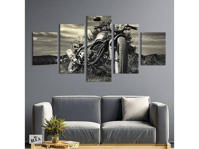 Модульная картина из 5 частей на холсте KIL Art Культовый мотоцикл Harley Davidson 112x54 см (96-52)