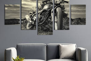 Модульная картина из 5 частей на холсте KIL Art Культовый мотоцикл Harley Davidson 187x94 см (96-52)