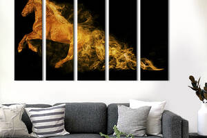 Модульная картина из 5 частей на холсте KIL Art Легендарный огненный конь 132x80 см (208-51)