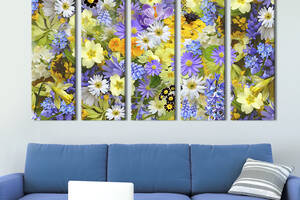 Модульная картина из 5 частей на холсте KIL Art Луговые цветы 132x80 см (216-51)