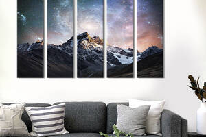 Модульная картина из 5 частей на холсте KIL Art Лысые заснеженые горы 132x80 см (602-51)