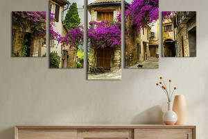 Модульная картина из 5 частей на холсте KIL Art Маленькая цветущая улица Прованса 187x94 см (330-52)