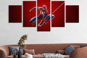 Модульная картина из 5 частей на холсте KIL Art Marvel's Spider-Man 162x80 см (672-52)