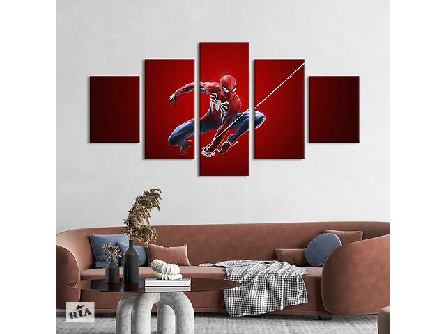 Модульная картина из 5 частей на холсте KIL Art Marvel's Spider-Man 187x94 см (672-52)