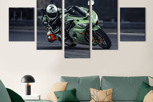 Модульная картина из 5 частей на холсте KIL Art Модный мотоцикл Kawasaki Ninja 162x80 см (121-52)