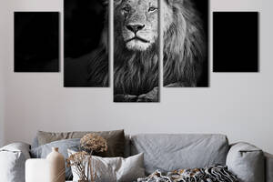 Модульна картина з 5 частин на полотні KIL Art Могутній лев 112x54 см (150-52)